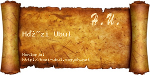 Házi Ubul névjegykártya